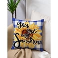 thumbnail image 4 of Summer Sunshine Sunflower Pillow Covers Summer Farmhouse Throw Pillow Case Rustic Buffalo Plaids Gnome Floral Decorative Cushion Case for Holiday Indoor Outdoor Sofa Home, Blue 18 x 18 Inch, 4 of 4