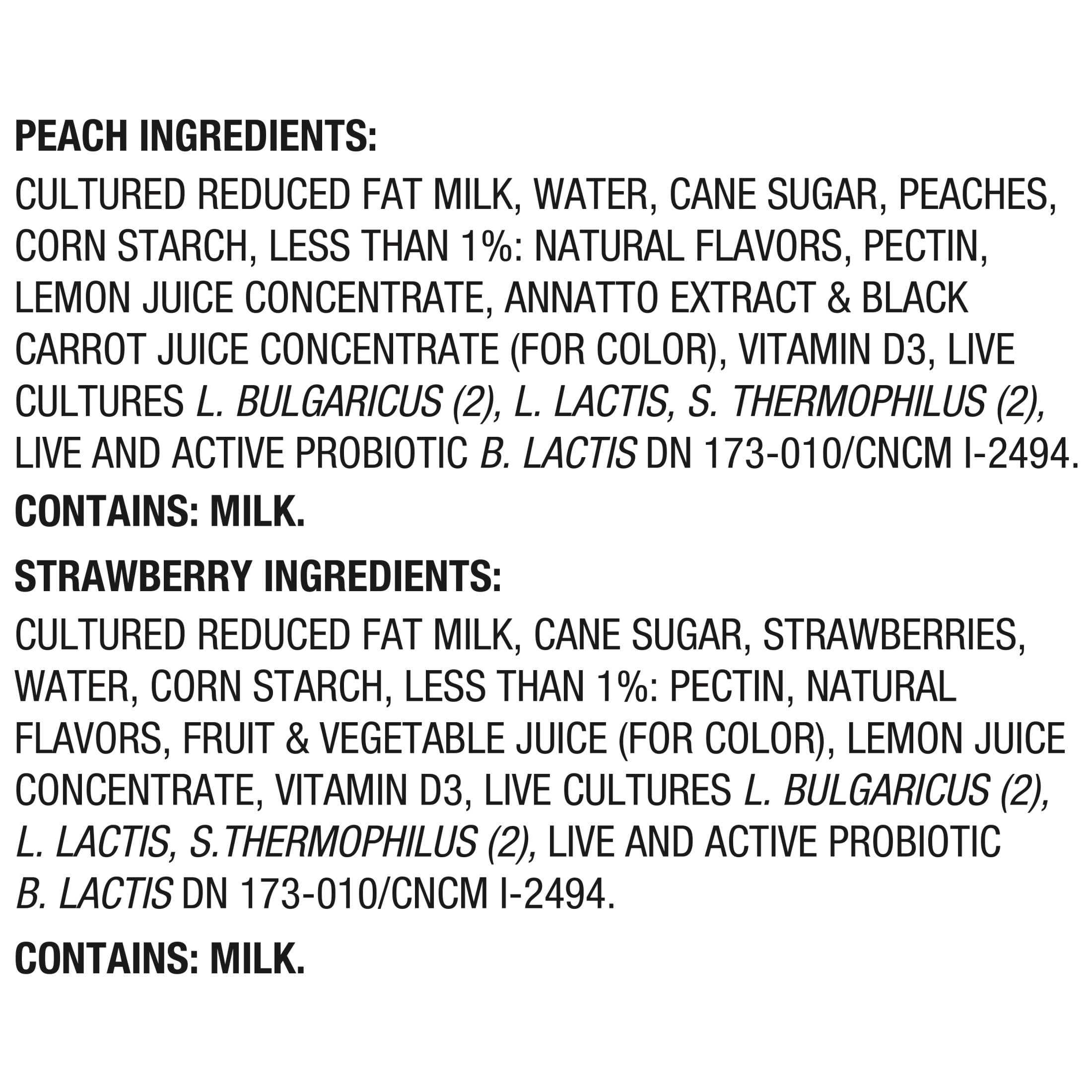 Activia Peach and Strawberry Low Fat Probiotic Yogurt Cups Variety Pack, Helps Support Gut Health, 4 oz, 12 Count