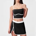 thumbnail image 6 of Women's Fashion Color Matching Trouser Skirt Set, Natural Waisted Loose Shorts with Sling, Two Piece Outfit for Casual Wear, Beach Day, or Summer Vacation, Versatile | CSEONE,Black XL, 6 of 9