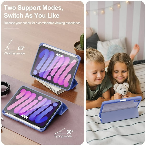 Compatible with iPad Mini 6 Case with Pencil Holder & Clear