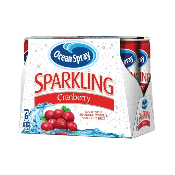 (24 Cans) Ocean Spray Sparkling Water and Fruit Juice, Cranberry, 8.4 fl oz