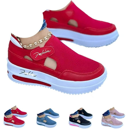Women s Orthopedic Shoes Casual Breathable Mesh Flat Sneakers Round Toe Thick Heel Buckle Hook Loop Work Shoes