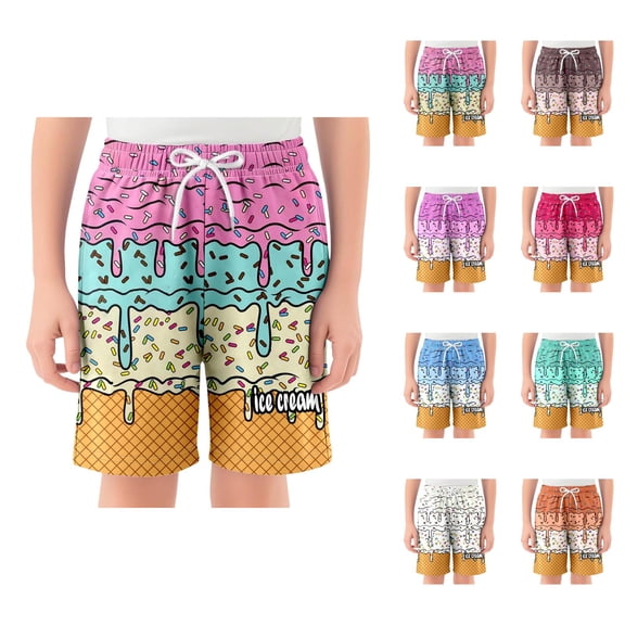 Children's Baseball Athletic Shorts Boys Girls Summer Casual Elastic Waist Comfy Shorts with Side Pockets for Daily Sports Playwear