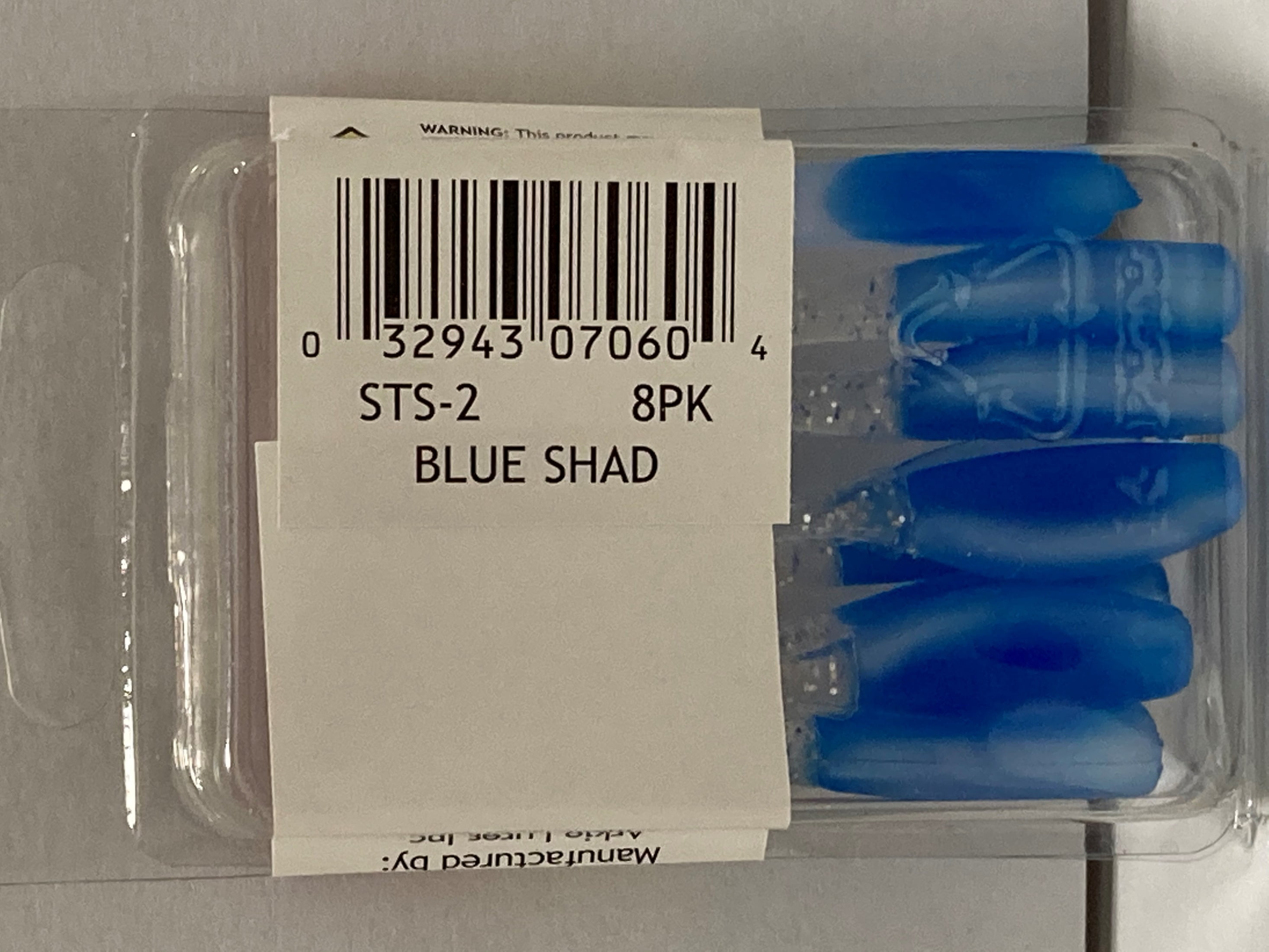 Arkie Lures 2 inch Sexee Tail Shad Soft Fishing Lure, Color Blue Shad