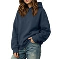 thumbnail image 5 of Loose Fit Hoodie for Women,Oversized Solid Color Long Sleeve Pullover Casual Basic Sweatshirts,Campus School Daily Wear, 5 of 6