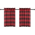 thumbnail image 2 of Simple Deluxe Buffalo Check Gathered Window Curtain Pair of 2 -Plaid Light Filtering Farmhouse Drapes for Dining Room, 2 of 7