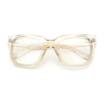 Womens Hipster Thick Plastic Horn Rim Blue Light Filtering Computer Glasses Beige