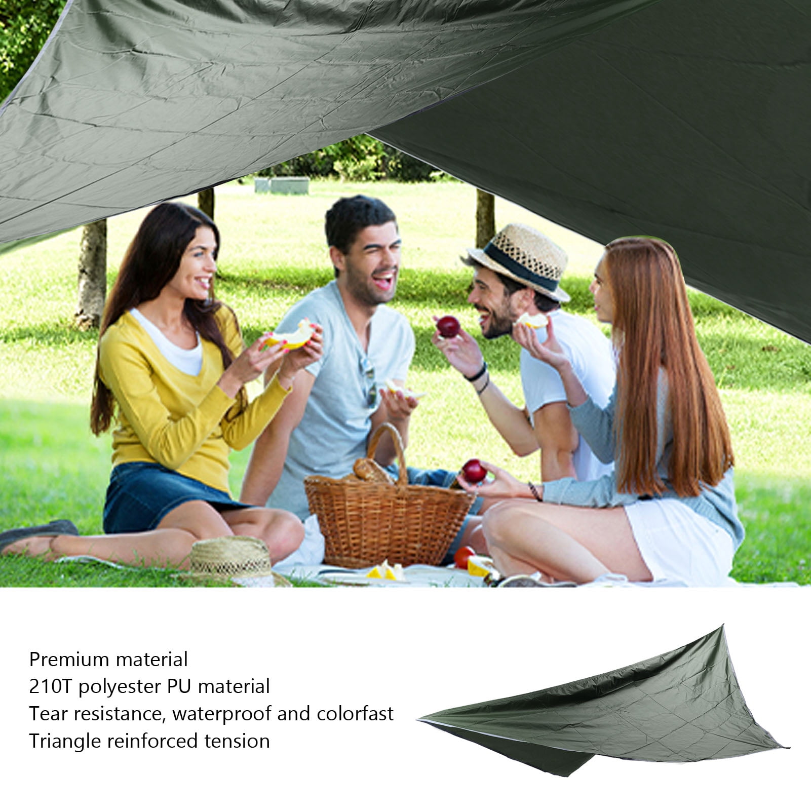 NFTIGB Camping Canopy Multifunctional Quadrangle Sunscreen Waterproof Tent Tarp Outdoor Shelter OD Green
