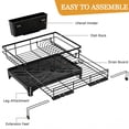 thumbnail image 3 of Dish Drying Rack - Extendable Dish Rack, AOKIWO Large Capacity Drying Drainer for Kitchen Counter, Stainless Steel Rust-Proof with Utensil Holder, Black, 3 of 7