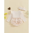 thumbnail image 6 of Michellecmm  Baby Girls Romper Dress Solid Color Ruffled Trim Jumpsuits Headband, 6 of 9
