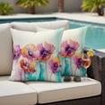 thumbnail image 5 of Watercolor Poppy Pillow Covers 2 Pack Spring Flower Pillowcase Waterproof Outdoor Throw Pillow Cover for Patio Garden Square Cushion 18”x18”, 5 of 9