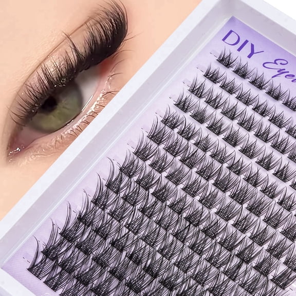 ELAE DIY Cluster Eyelashes, Wispy Fluffy Lash Extensions (120pcs, 9mm-16mm), Black