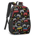 thumbnail image 2 of Game Controller Black Pattern 17" School Backpacks for Teens,Waterproof Oxford Fabric,S-Shape Padded Straps for School,Travel,Hiking,Camping, 2 of 6