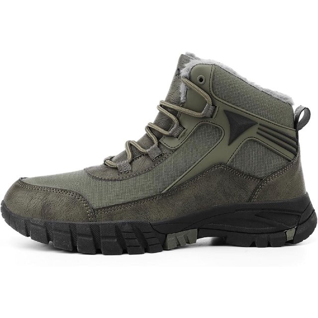 Botas de nieve para hombre, cálidas, de invierno, con forro de lana, para exteriores, antideslizantes, con cordones, impermeables, de moda, para senderismo