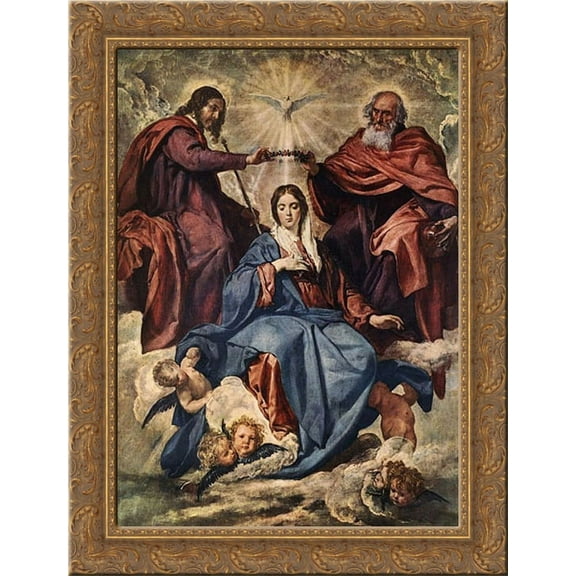 The Coronation of the Virgin 20x24 Gold Ornate Wood Framed Canvas Art by Velazquez, Diego Rodriguez de Silva