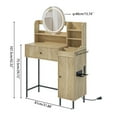 thumbnail image 3 of Furtivusia Makeup Vanity Desk with Mirror and Lights, Makeup Table with Charging Station and Drawer, Modern Vanity Table for Bedroom, Wood Color, 3 of 10