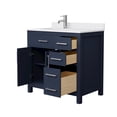 thumbnail image 3 of Wyndham Collection Beckett 36" Wood Single Bathroom Vanity in Nickel/Dark Blue, 3 of 6