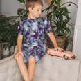 thumbnail image 4 of Balery Purple Marble Texture Conjunto de Pijama Infantil de Manga Corta con Estampado – Ropa de Dormir de Algodón Suave-Medium, 4 of 6