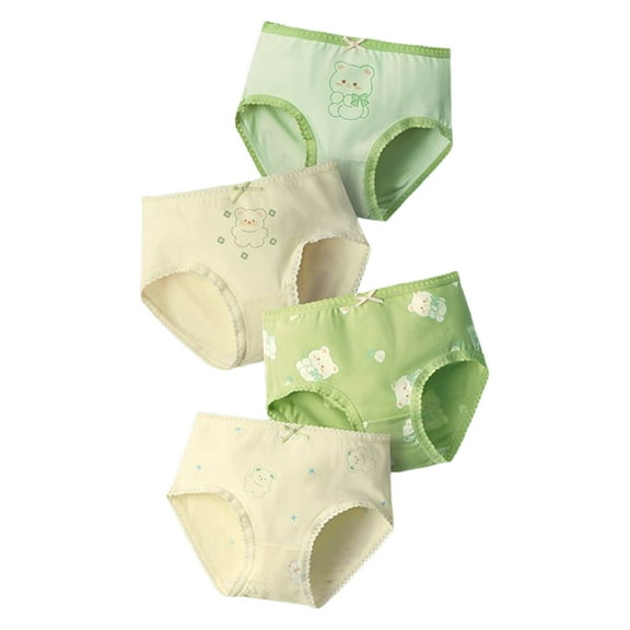 Zanarzt Toddler Girl Cotton Brief Underwear Little Girls Soft Underwear 4PCS Toddler Kids Breathable Comfort Panties Green,1-2 Years