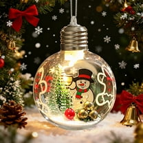 Hometravel Creative Santa Ornament Ball, Lighted Transparent Hanging Sphere, Plastic Christmas Tree Pendant with LED for Festive Atmosphere Decor