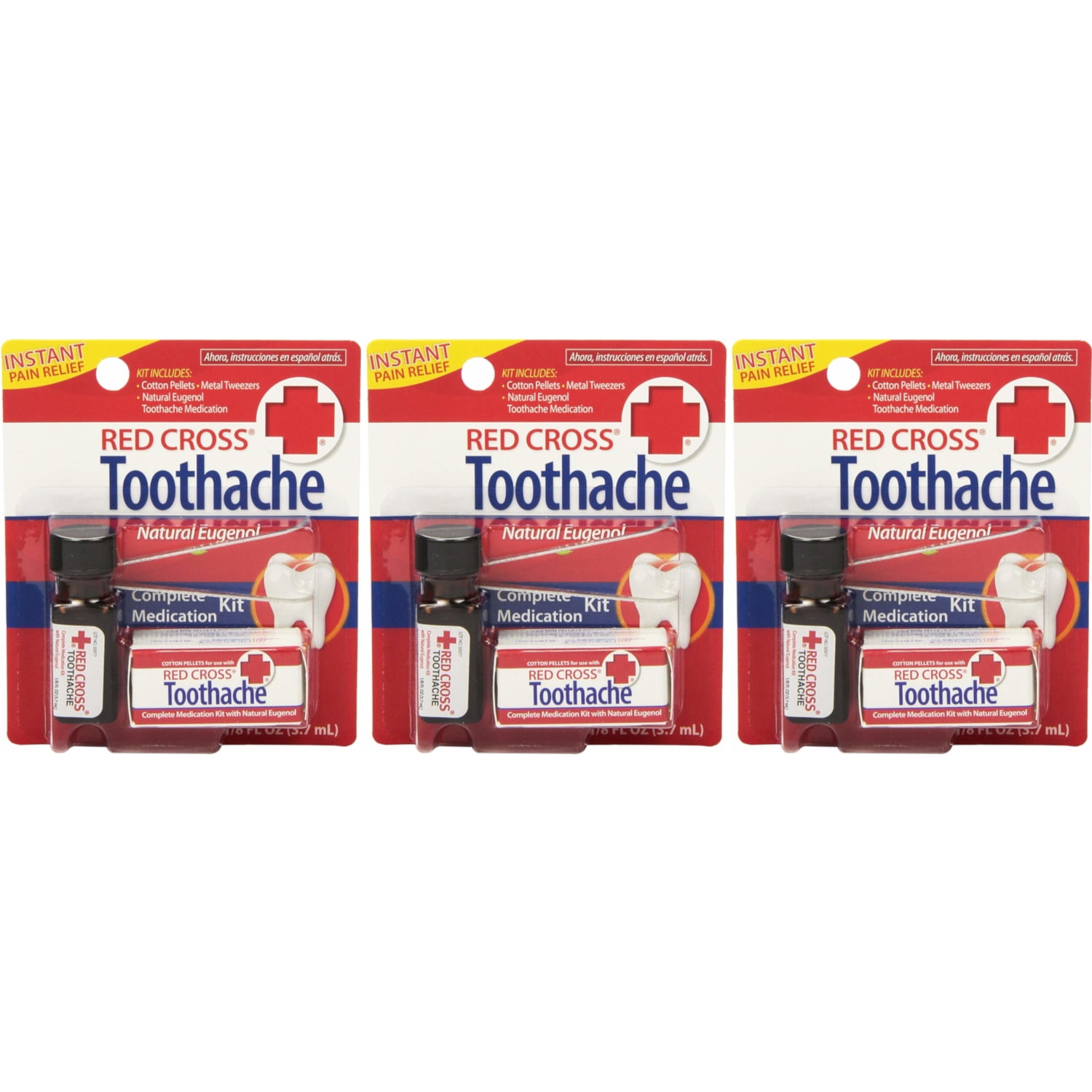 3 Pack - Red Cross Toothache Complete Medication Kit 0.12oz Each