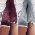 thumbnail image 2 of YIGSECU Breathable Lace Knitted Socks Warm Autumn Winter Knee High Socks Thigh High Socks Cotton Stockings Gift for Girls Women, 2 of 12