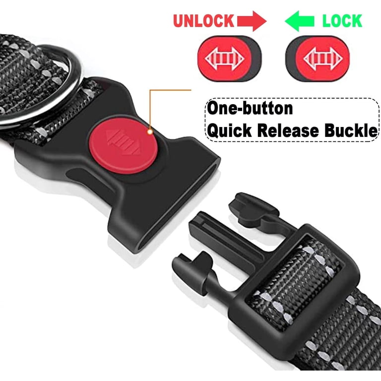 Camkey Adjustable Reflective Dog Collar, Small-Medium, Black photo 2
