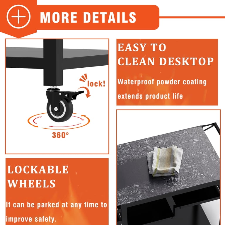 G Taleco Gear Rolling Grill Table, 32"x20" Black photo 4