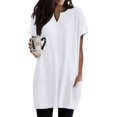 thumbnail image 2 of Duoif Womens Tops Women'S Casual V Neck Short Sleeve Dress Loose Fit T Shirt Dress with Pockets White XXL, 2 of 9
