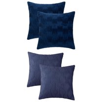 Unique Bargains 4 Pcs Soft Throw Pillow Covers for Living Room Dark Blue/Navy Blue