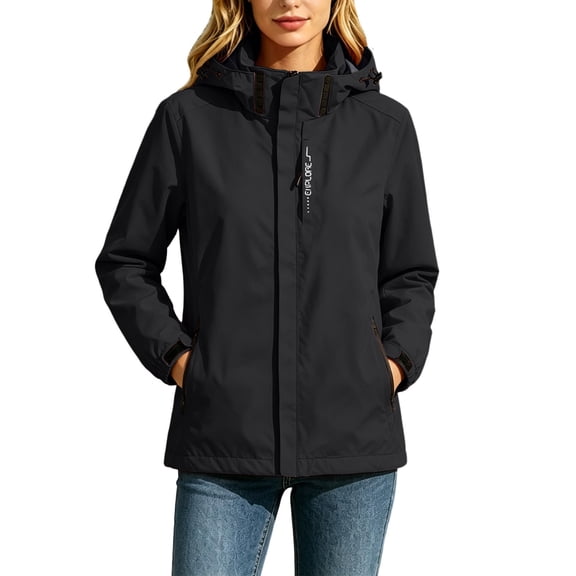 Enjoytime Raincoat for Women Waterproof Lightweight Windbreaker with Hood Loose Outdoor Cycling Bike Windproof Rain Jacket with Pockets