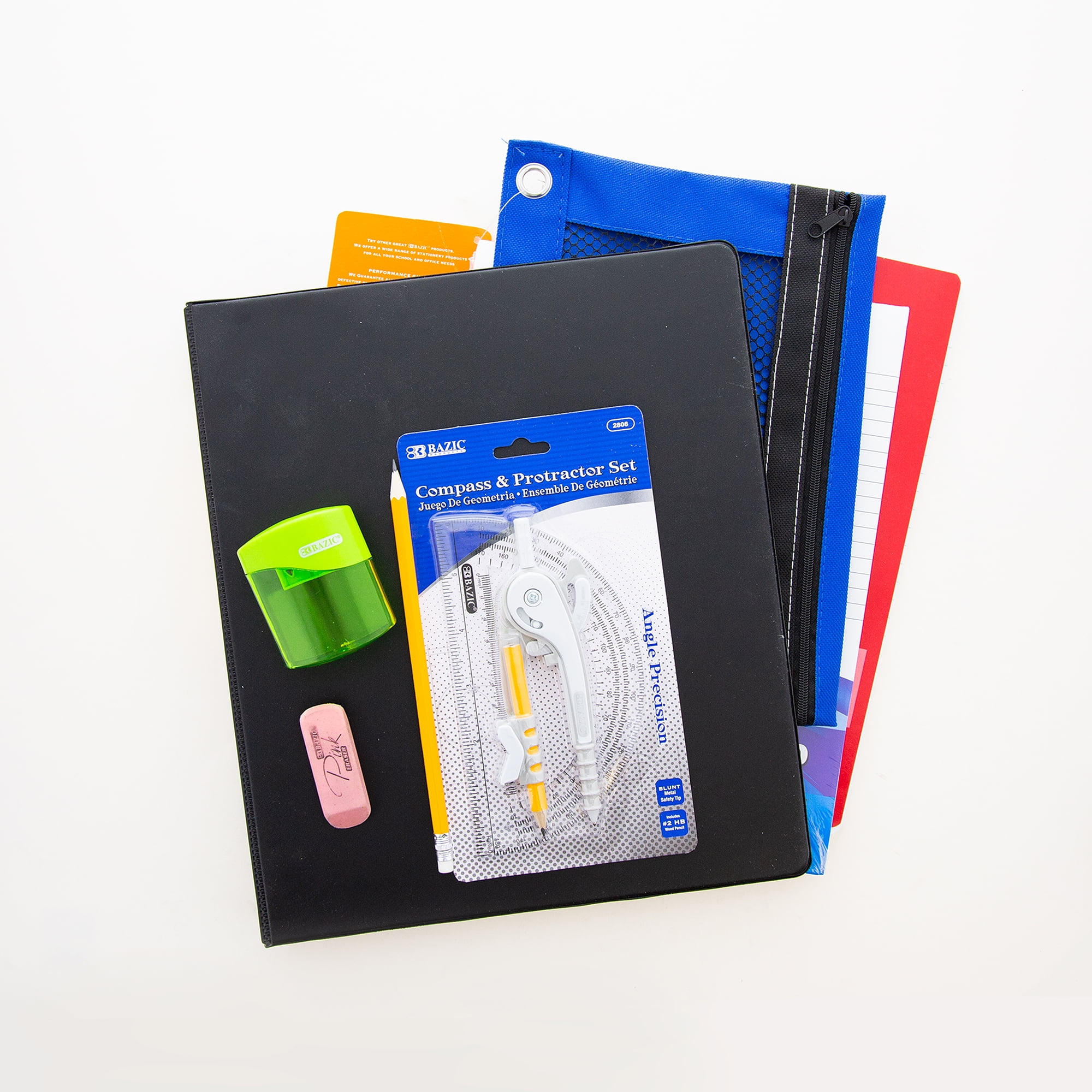 BAZIC Middle High School Kit Bundle Supplies Box 65 Count for Student 7-12 Grades, Bazic Products School Supplies Composition Books Binder and more, SPEC MAY VARY, 1-Pack