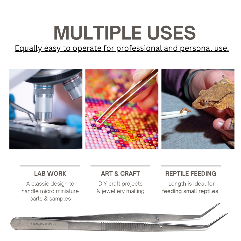 24 Pcs College Cotton Plies Lab Tweezers Angled Serrated Tips Made of Stainless Steel Multipurpose Tweezers - 6"