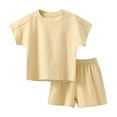 thumbnail image 2 of Boys & Girls Cotton Sets Two Piece Outfits Size 2-8 Toddlers Kids Casual Solid Color Short Sleeve Tops and Shorts Going-Out Loungewear Set, 2 of 3