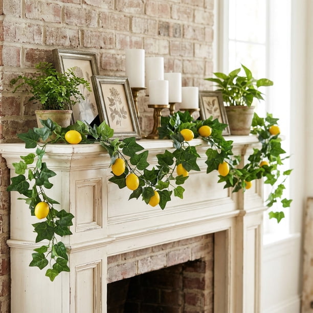 JZCHUNTOY Artificial Lemon Ivy Vine, 1 Piece, 6 Lifelike Fruits