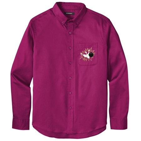 Men s CRASHING BOWLING PINS Twill Shirt with Pocket XL Wild Berry