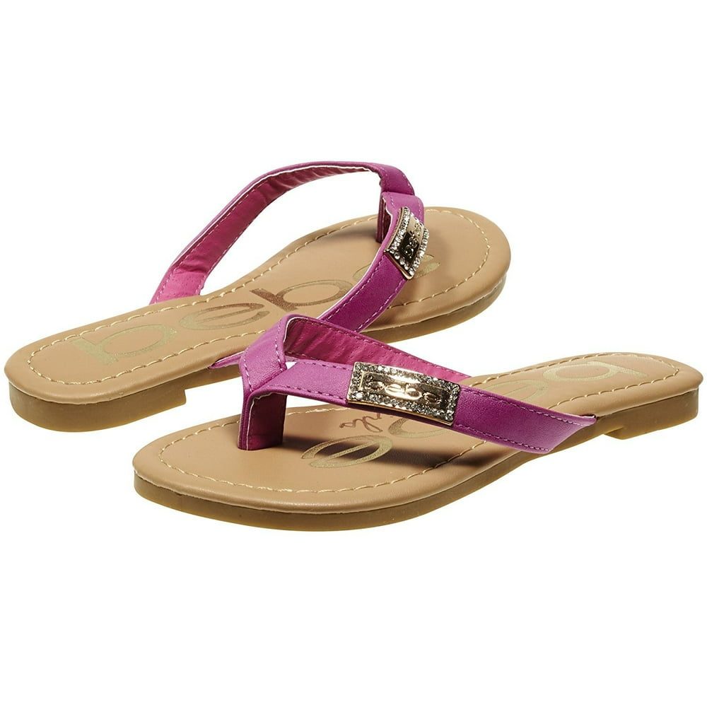 bebe - bebe Fashion Flip Flop Thong Sandal for Girls Big Kid Size 3 Fuchsia - Walmart.com