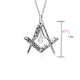 thumbnail image 4 of Masonic Freemason Foldable Compass Pendant Necklace for Women Oxidized .925 Sterling Silver With Chain, 4 of 5