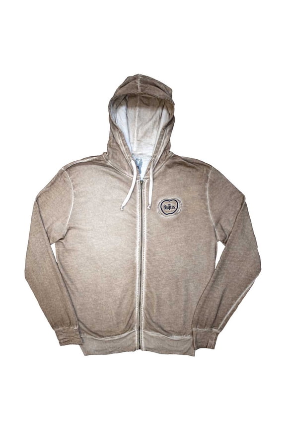 The Beatles Unisex Zipped Hoodie: Apple Logo Stone Wash (Medium)