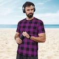 thumbnail image 4 of Wukai Purple Black Plaid Print Men's Short-Sleeved Mesh T-Shirt,Quick-Dry Short Sleeve Workout T-Shirt-Medium, 4 of 8