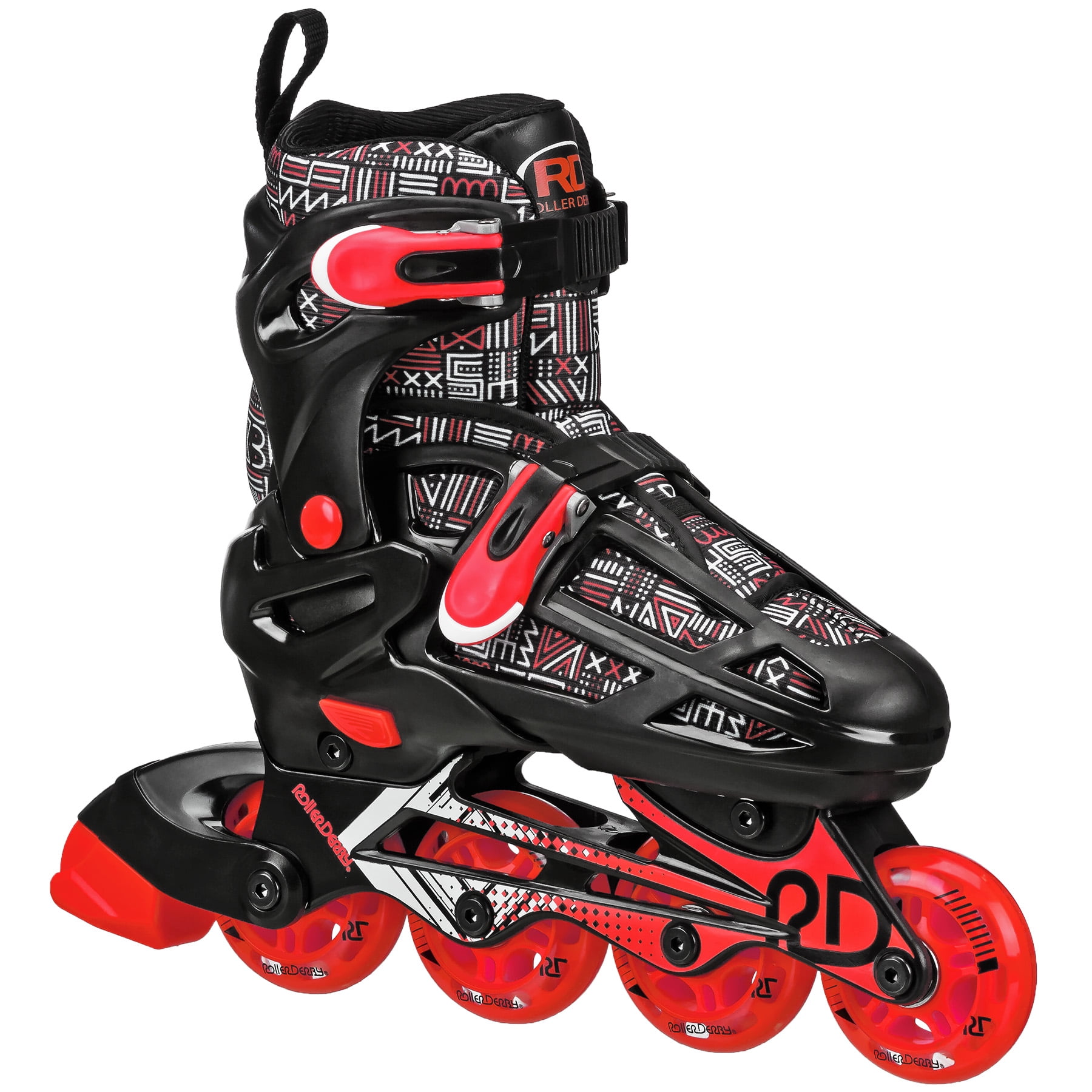 Roller Derby Falcon 2-in-1 Combo Adjustable Quad and Inline Skates, Black/Red, Medium