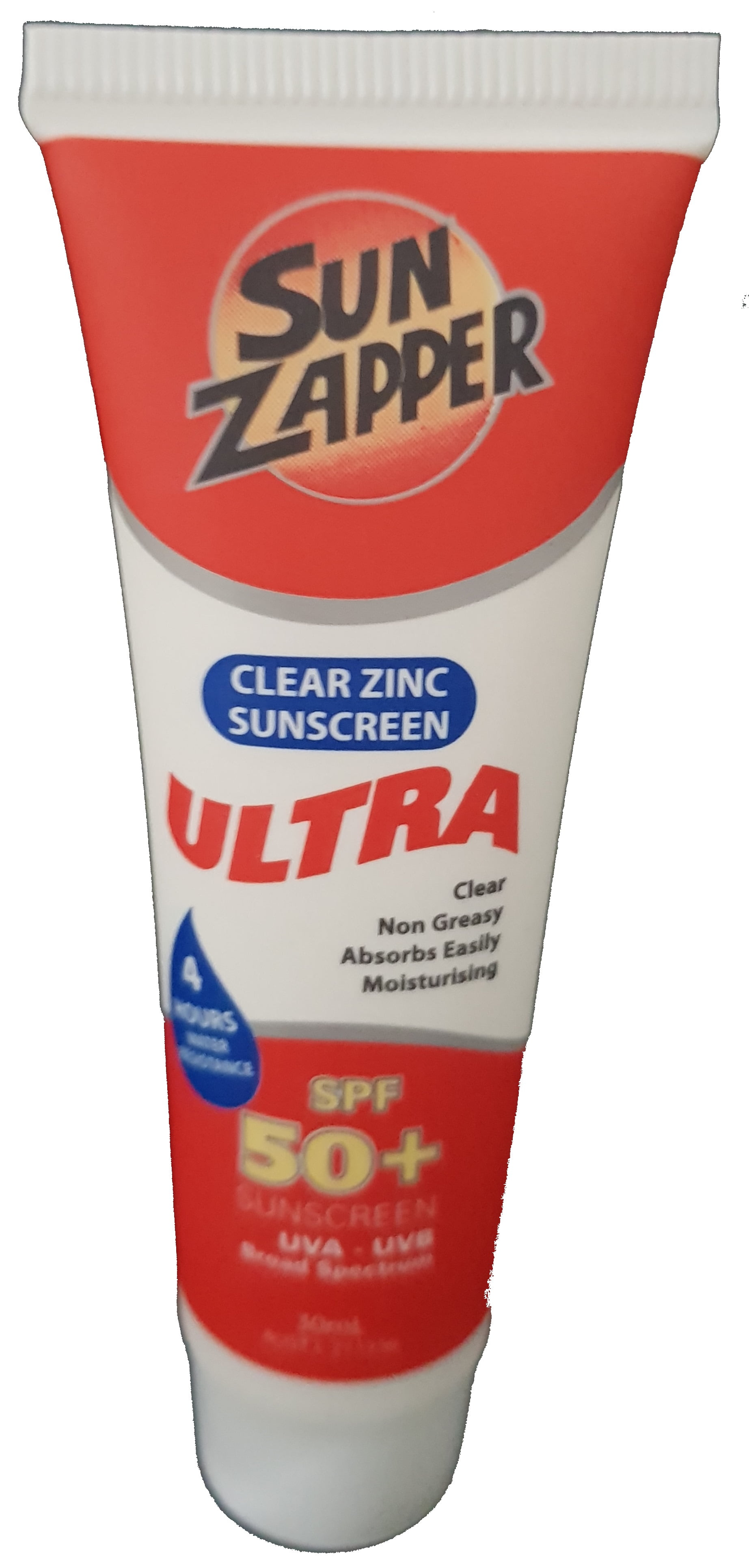 Sun Zapper Clear Zinc Oxide Sunscreen Ultra SPF 50+ UVA UVB Paraben