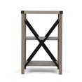 thumbnail image 4 of Farmhouse Square End Table, Wood Sofa Side Table with X-Shaped Metal Support, 3-Tier Storage Shelf for Living Room Bedroom Office, Gray Wash, 4 of 9