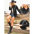 thumbnail image 2 of DARING DIVA Women's Fringe Button Down Long Sleeve Sparkle Tassel Cowgirl XS Black, 2 of 6