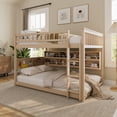 thumbnail image 2 of Leumius Full over Full Bunk Bed with Integrated Shelving, Color-Changing Lights and Pegboard for Boys Girls Beige, 2 of 9