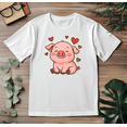 thumbnail image 3 of Playera Blanca Camiseta Unisex Puerquito Rosa Corazones, 3 of 4