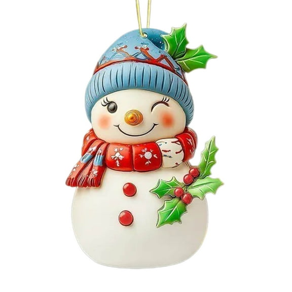 Zhourta Christmas Blue Snowman Ornament Hanging Decoration for Christmas Tree 2D Acrylic Flat Ornament 3 Inch