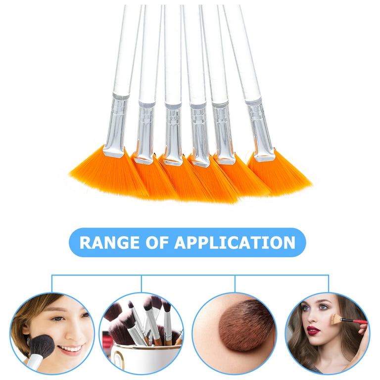 6pcs Fan Brushes Facial Brushes Makeup Beauty Fan Brush Acid Applicator Brush, Size: 15X4CM