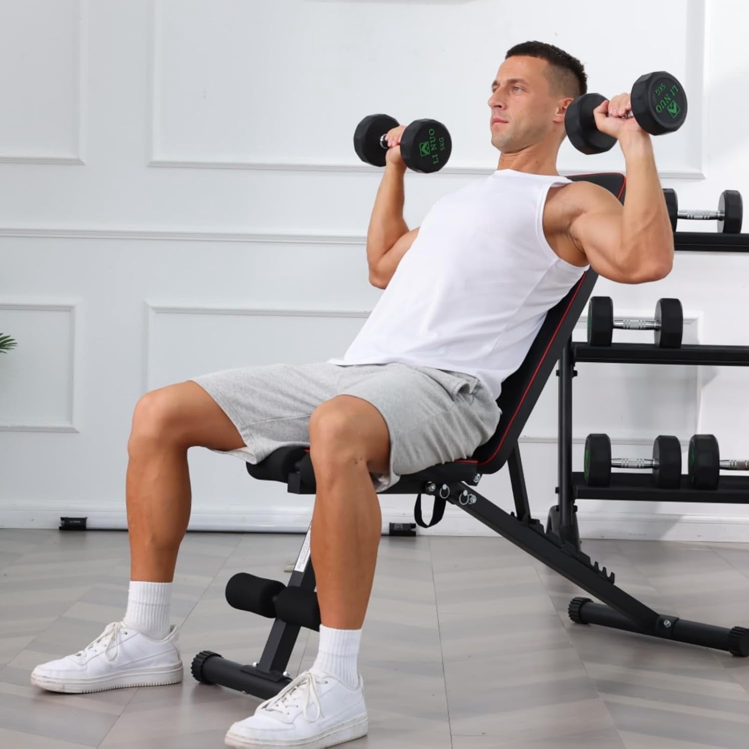 OPPSDECOR Foldable Adjustable Weight , 8 Adjustable Backrests Incline/Flat/Decline Sit up , Versatile 660LBS Workout  for Home Gym