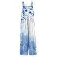 thumbnail image 5 of JULMCOMO Cotton Linen Jumpsuits for Women Wide Leg Floral Print Loose Fit Overalls Sleeveless Casual Summer Jumpsuit with Pockets Sky Blue M, 5 of 5